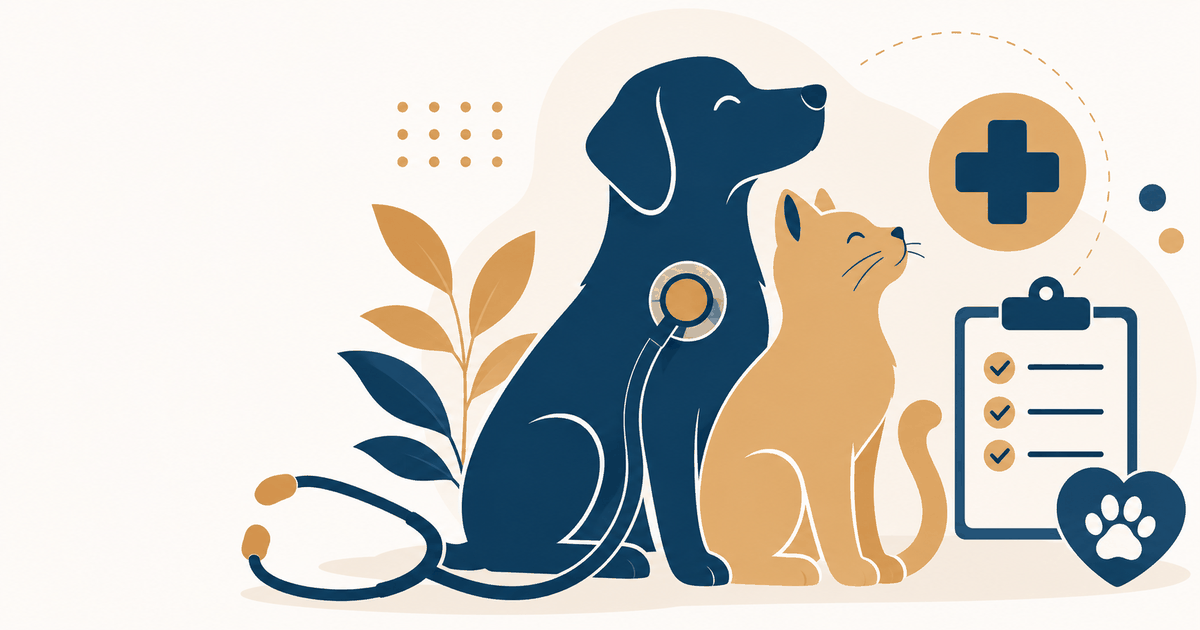Ilustração de check-up veterinário preventivo